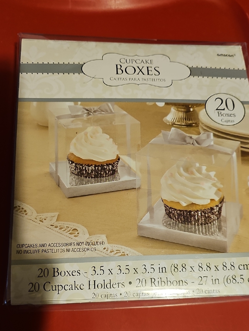 Amscan Cream and Silver Cupcake Presentation Boxes - 20 Pack